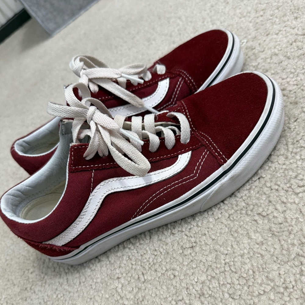 Vans Burgundy and White Classic Sneakers